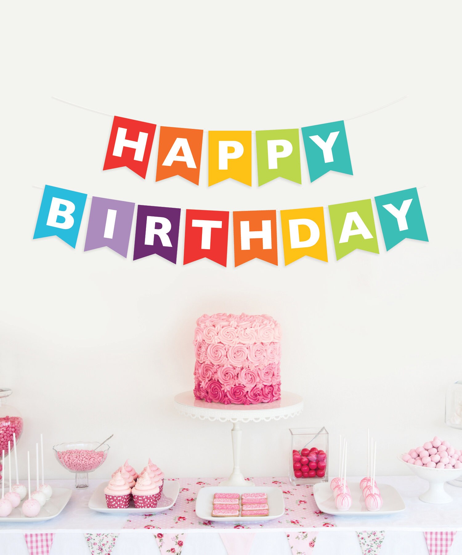 Printable Happy Birthday Banner Rainbow Birthday Banner | Etsy
