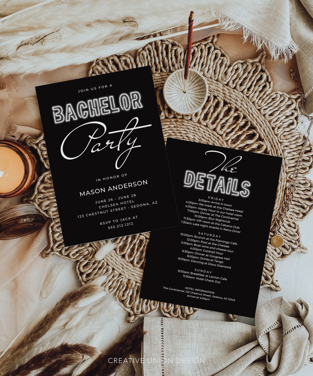 Modern Bachelor Party Invitation Template, Bachelor Weekend Invitation