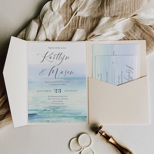 Minimale Strand Hochzeit Einladungen Vorlage, druckbare Hochzeitseinladung Set, Hochzeit in Ihrem Land, Antwortkarte, Details Karte, modern, Meer
