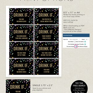 New Years Eve Game, Drink If Game, Printable New Year's Eve Game, New ...