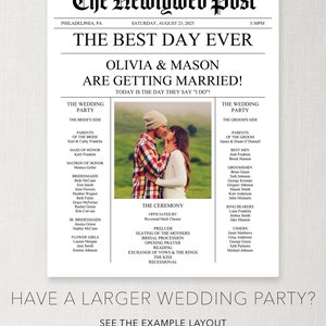 Newspaper Wedding Program, Fully Editable, Printable Wedding Programs, Wedding Program Template, Fun Wedding Programs, Decor, Newspaper, DIY image 10