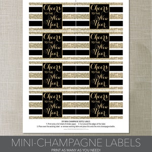 New Years Eve Mini-champagne Bottle Labels New Year's Eve Ideas DIY Printable Champagne Labels ...
