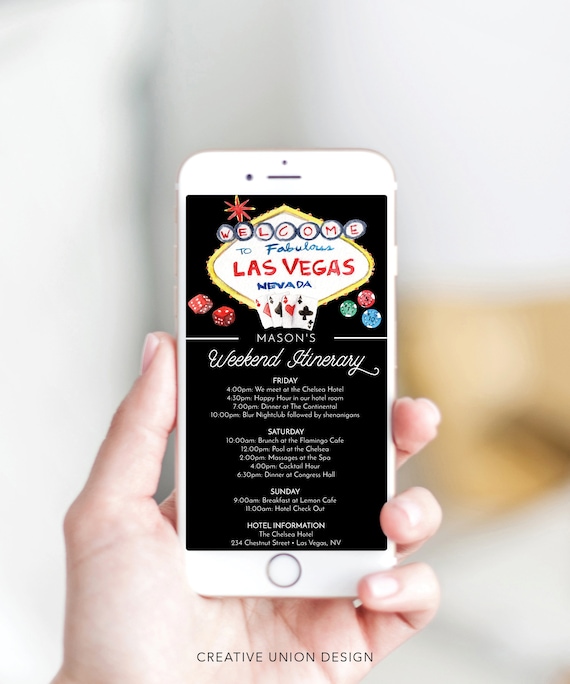 Vegas Weekend Itinerary Template, Digital Schedule, Wedding