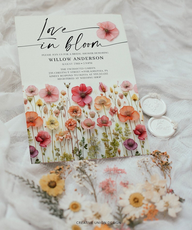 bridal invitation, bridal shower invite, colorful floral, colorful flowers, floral invitation, flower invitation, invitation template, shower invitation, shower wildflower, spring wildflower, summer wildflower, watercolor floral, wildflower bridal