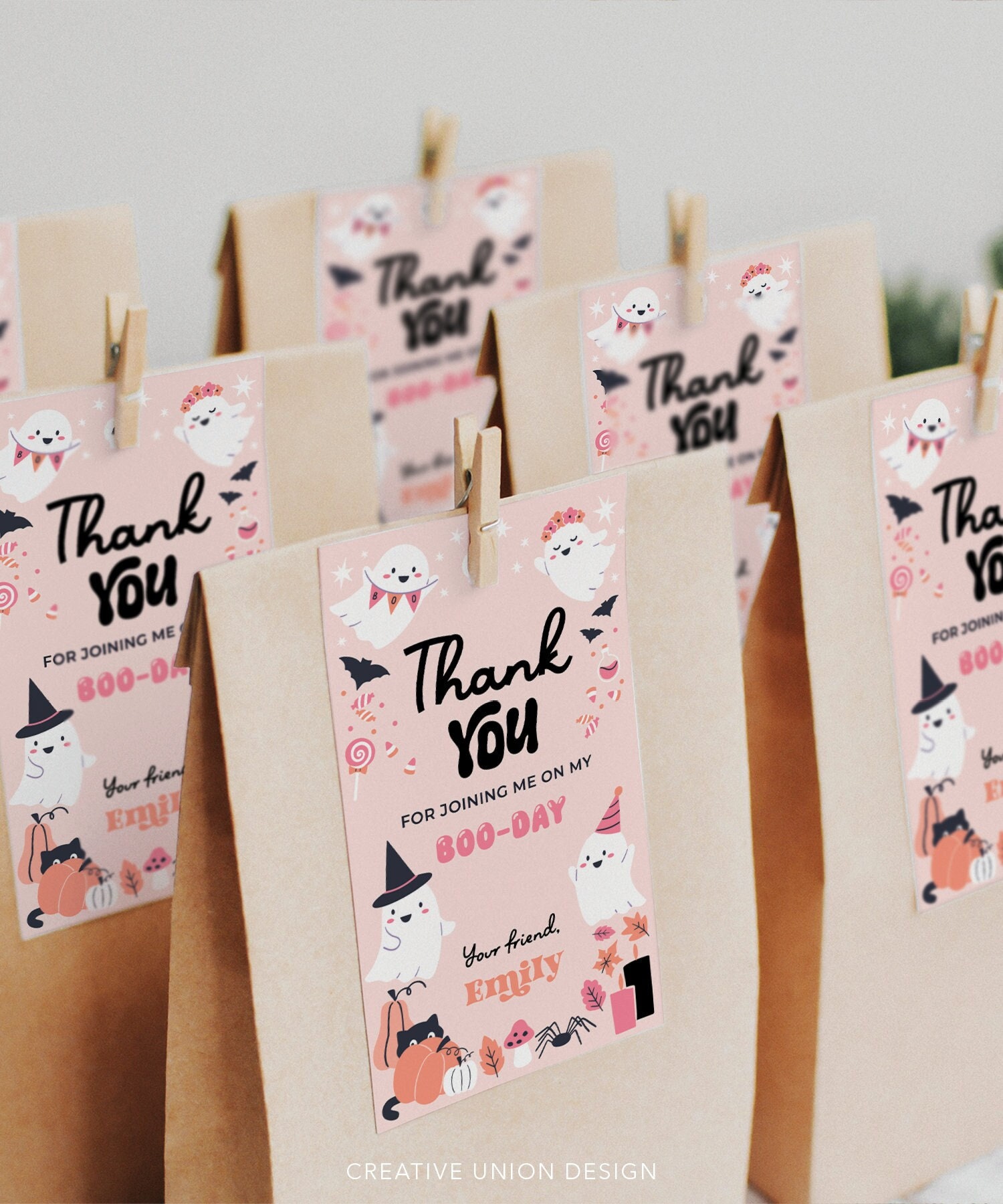 Spooky Ghost Halloween Birthday Party Tags, Printable Tags, Spooky One ...