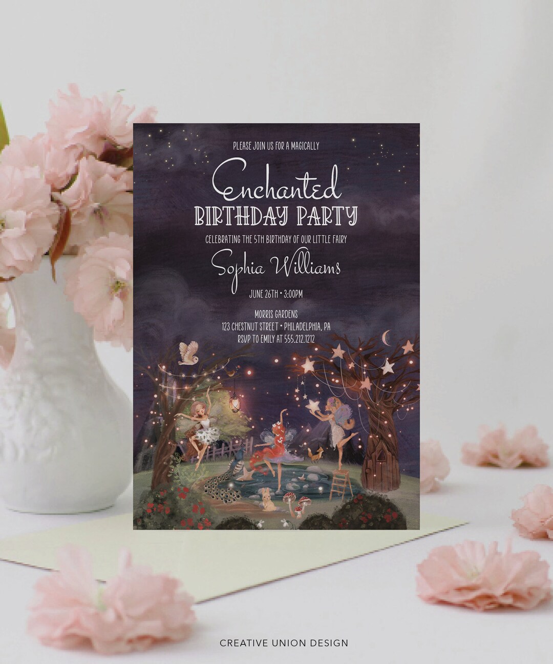 Enchanted Fairies Birthday Party Invite Our Little Fairy Etsy