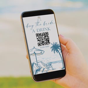 Buy The Bride A Drink QR Code Venmo Instagram Story Beach Bachelorette Party Template Bachelorette Weekend Coastal Bachelorette Last Toast