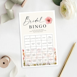 Juego de bingo para despedida de soltera con flores silvestres, juegos de despedida de soltera con flores de colores, decoración para despedida de soltera, descarga, tallos de flores, amor en flor, brunch
