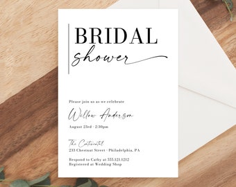 Minimal Bridal Shower Invite Template, Boho Bridal Shower Invitation, Printable Bridal Shower, Instant Download, Minimalist Bridal, Brunch