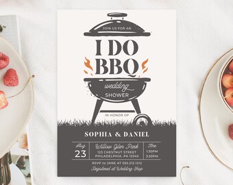I Do BBQ Wedding Shower Invite Template, Couples Shower Invitation, Summer Cook Out, Printable Bridal Shower, Download, Couples BBQ Invite
