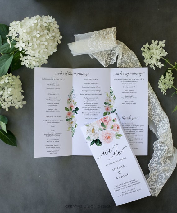 Trifold Wedding Program Template, Wedding Ceremony Program, Backyard ...