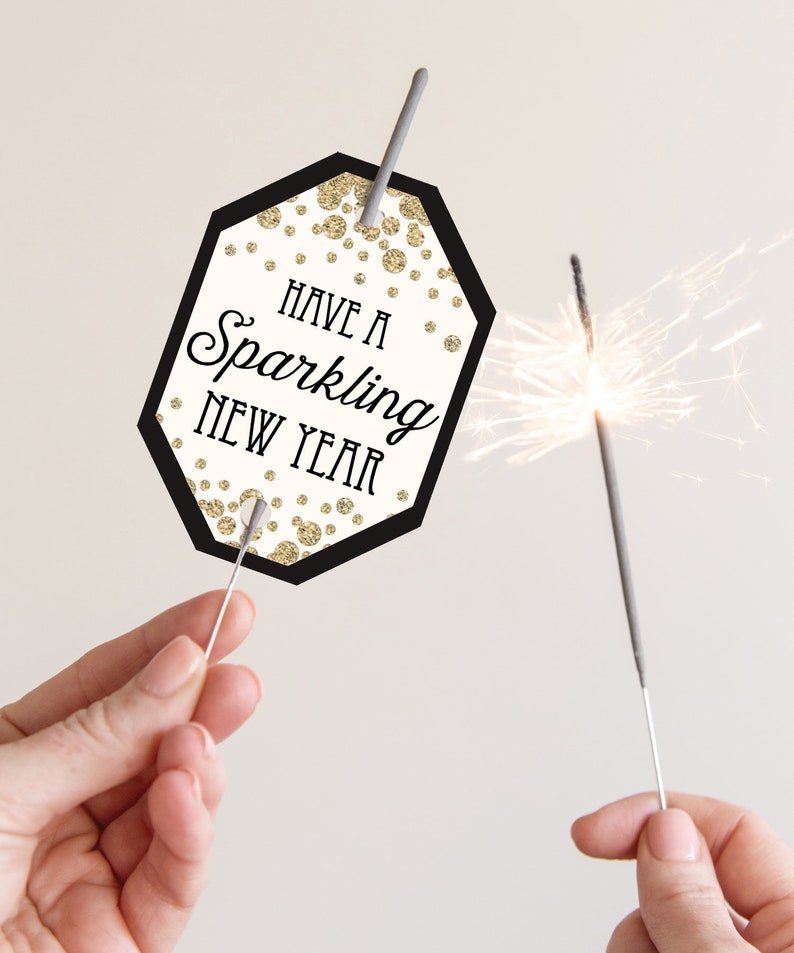 New Years Eve Sparkler Tags -  New Year's Eve Decorations - Printable - Sparklers - New Years Eve Party - New Year's Eve Party Decorations 