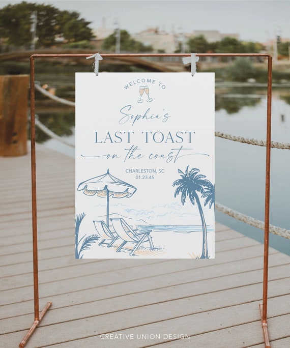 Editable Bachelorette Party Welcome Sign Template, Bachelorette Welcome, Bachelorette Decorations, Instant Download, Last Toast On The Coast