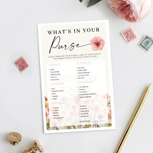 Wildblumen Brautdusche Spiel, was ist in Ihrer Handtasche, Baby-Dusche-Spiel, Hochzeit-Dusche-Spiel, Brautdusche, Liebe in Blüte, Blumen Stengel, DIY