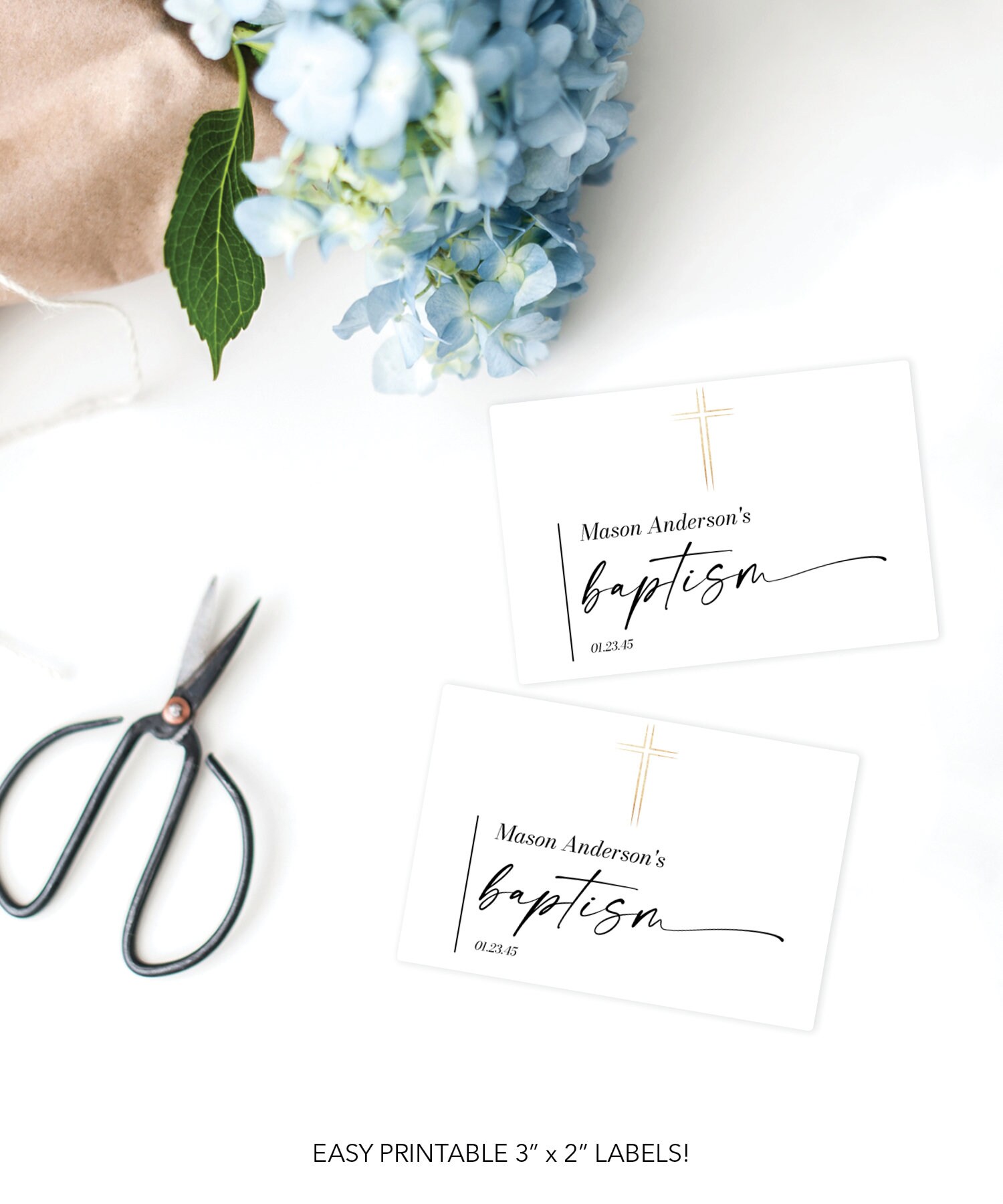 Boho Baptism Candle Label, Printable Sticker, Label, Modern Baptism ...