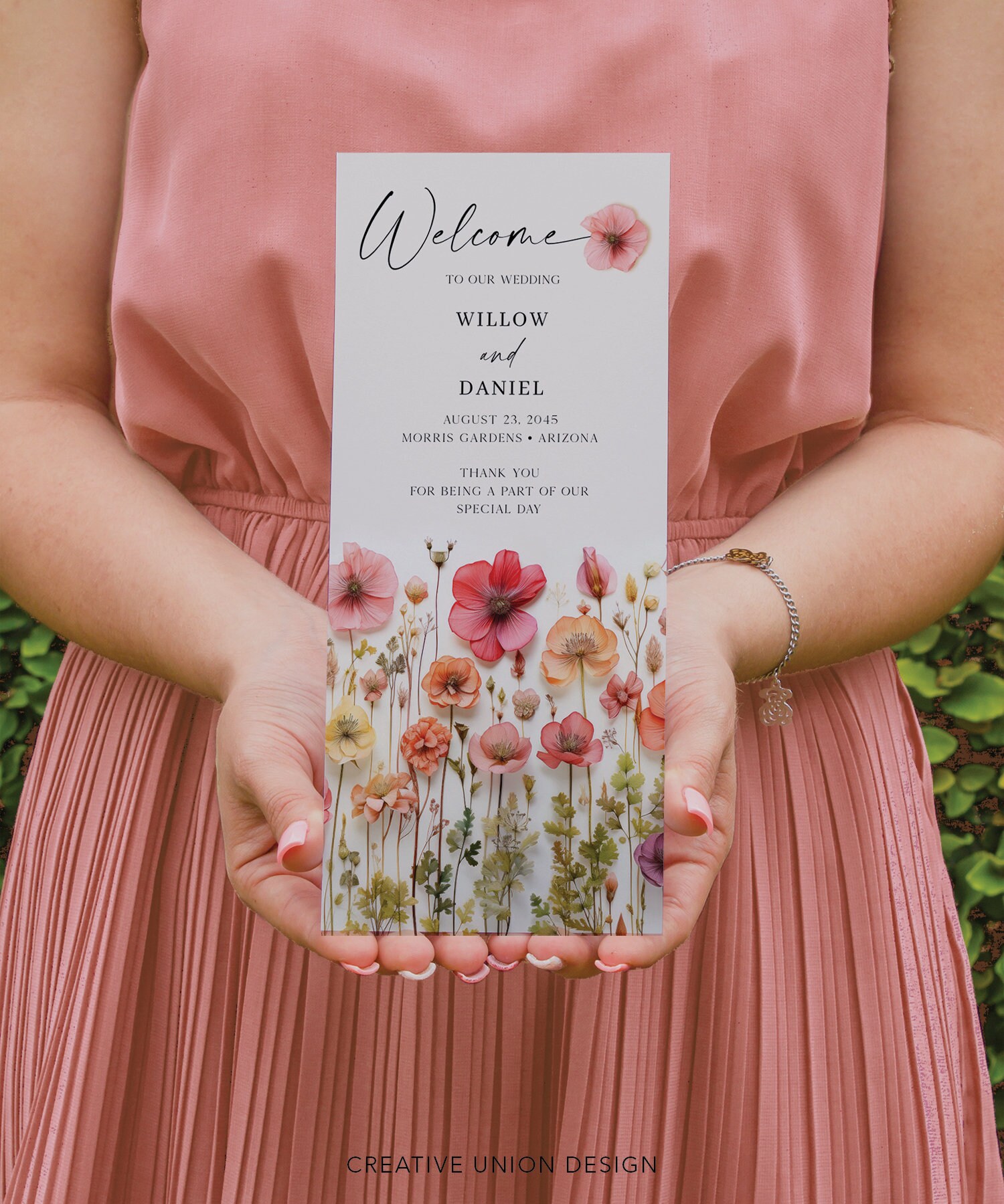 Wildflower Wedding Programs Template, Printable Wedding Program, 4x9 ...