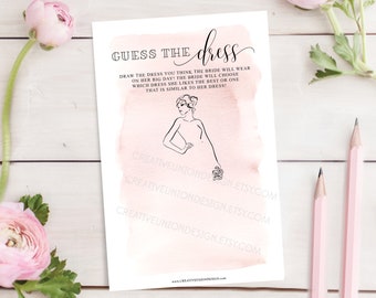 Guess the Dress Game - Bachelorette Party Games - Guess the Brides Dress - Printable - Bachelorette Party Game - Blush Bachelorette