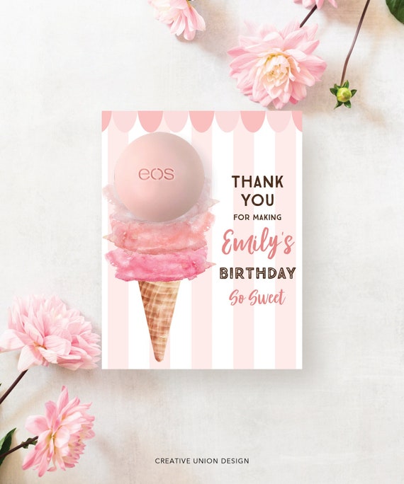 Ice Cream EOS Lip Balm Birthday Party Favors Boy, Baby Shower Template, Personalized, Thank You, Easy Favor, Lip Balm, Ice Cream Birthday Il_570xn