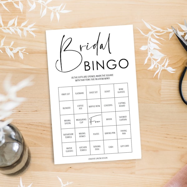 Bridal Shower Bingo Game, 60 Unique Game Sheets, Wedding Shower Game, Shower Bingo, Bridal Bingo, Instant Download, Minimal Script, Modern