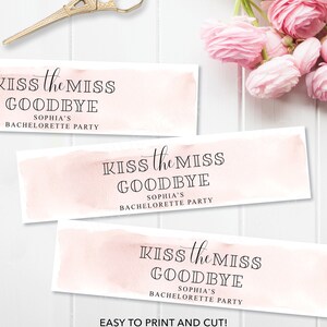 Bachelorette Water Bottle Bands, Editable Water Bottle Labels, Kiss the ...