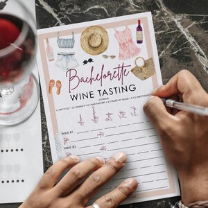 Carte de dégustation de vins, feuille d'évaluation de dégustation de vins imprimable, EVJF, Napa Valley, EVJF imprimable, EVJF Boho