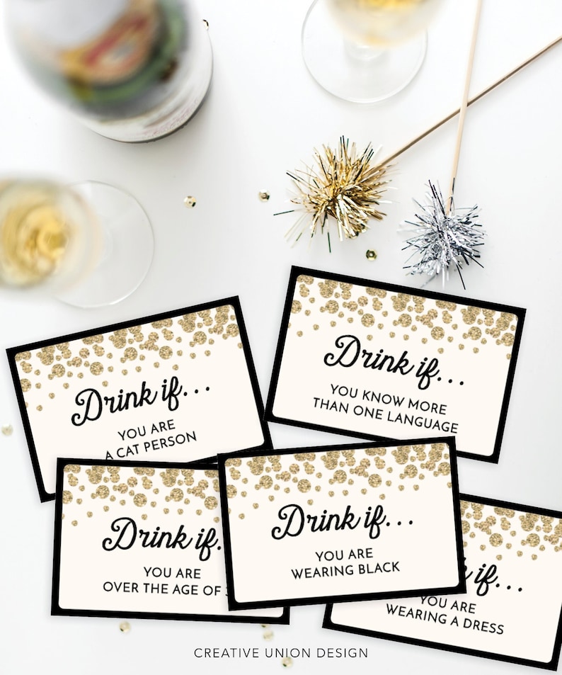 New Years Eve Game, Drink If Game, Printable New Year's Eve Game, New Years Eve Games , New Year's Eve Party Ideas, Adult Drinking Game, DIY image 1