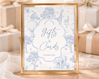 PRINTED & SHIPPED Baby Shower Gifts and Cards Sign 8x10 | Boy Baby Shower Table Sign | Cards and Gifts Sign | Safari Baby Shower