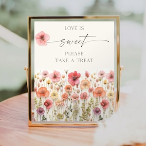 Love Is Sweet Table Sign File, 8x10 Printable Sign, Please Take A Treat Sign, Bridal Shower, Wedding, Decor, Favors, Flower Stems, Bloom