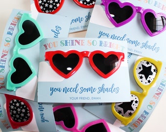 Valentines Day Cards for Kids - Printable Valentine&#39;s Day Cards - Non-Candy Kids Valentines Cards - Editable Name - Printable - Sunglasses