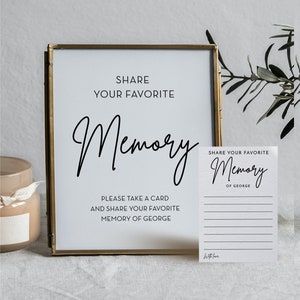 Share a Memory Card Template, Personalized Favorite Memory, Memorial Card, Keepsake Funeral Card, Guest Book Alternative, Printable 4x6 Card