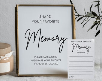 Share a Memory Card Template, Personalized Favorite Memory, Memorial Card, Keepsake Funeral Card, Guest Book Alternative, Printable 4x6 Card