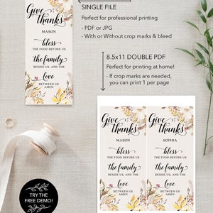 Rustic Give Thanks Place Card, Thanksgiving Prayer, Thanksgiving Table ...