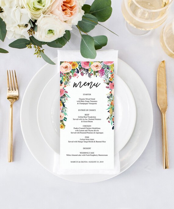 wedding menu printable dinner menu cards template printable menu dinner menu card template