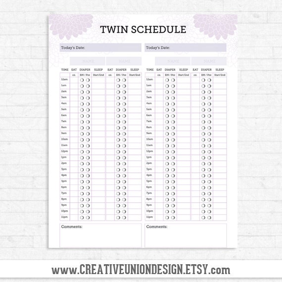 Twin Baby Schedule Chart