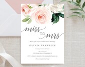 Bridal Shower Invitation - Miss to Mrs - Bridal Shower Invite - Editable Printable Invite -Instant Download - Blushing Blooms Il_170x135