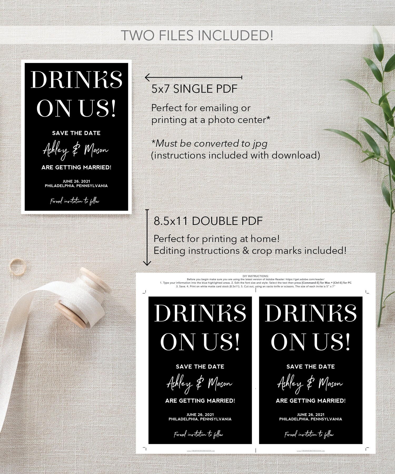 Free Drinks Save the Date Template Funny Save the Date Etsy
