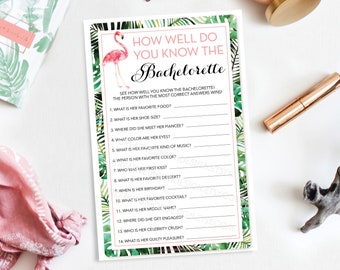 How Well Do You Know The Bachelorette - Bachelorette Party Game - DIY - Hen Party - Girls Night Out - Flamingo - Instant Download - DIY