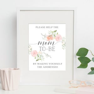 Baby Shower Self Address Envelope Sign, 8x10, Baby Shower Printable, Mom-To-Be, Baby Shower, Pastel Blush, Boho, Floral, Watercolor
