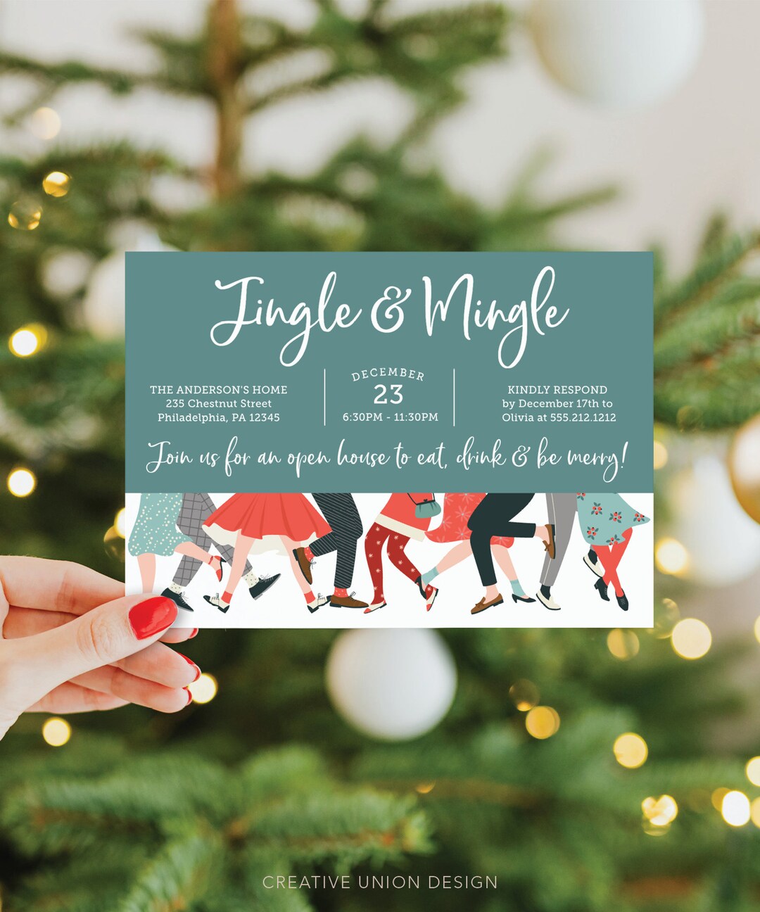 Christmas Party Invitation Template, Christmas Party Invite, Holiday