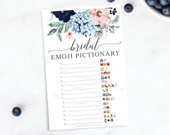 Emoji Bridal Shower Game - Bridal Shower Games Printable - Pictionary Game - Wedding Shower Games - Instant Download - Navy Blooms