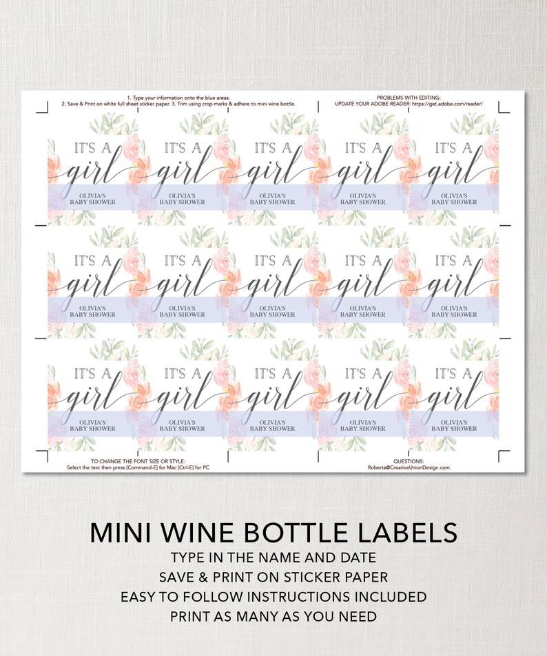 Mini Wine Labels Printable Baby Shower Wine Labels It's - Etsy