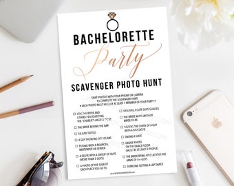 Bachelorette Scavenger Photo Hunt - Bachelorette Party Game - Bachelorette Activity - DIY - Hen Party - Rose Gold - Instant Download