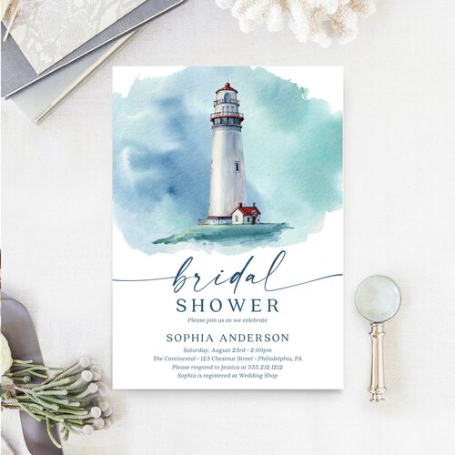 Bridal Shower Invitation Printable Nautical Wedding Shower - Etsy