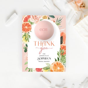 Citrus EOS Lip Balm Bridal Shower Favors Template, Personalized, Bachelorette Party Favor, Lip Balm, Bridal Shower Favor, DIY Favor, Lemon