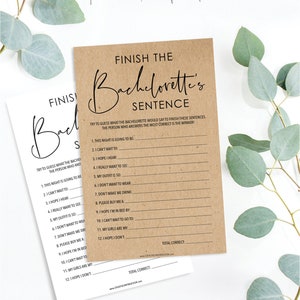Finish the Bachelorette's Sentence Bachelorette Party Games Printable ...