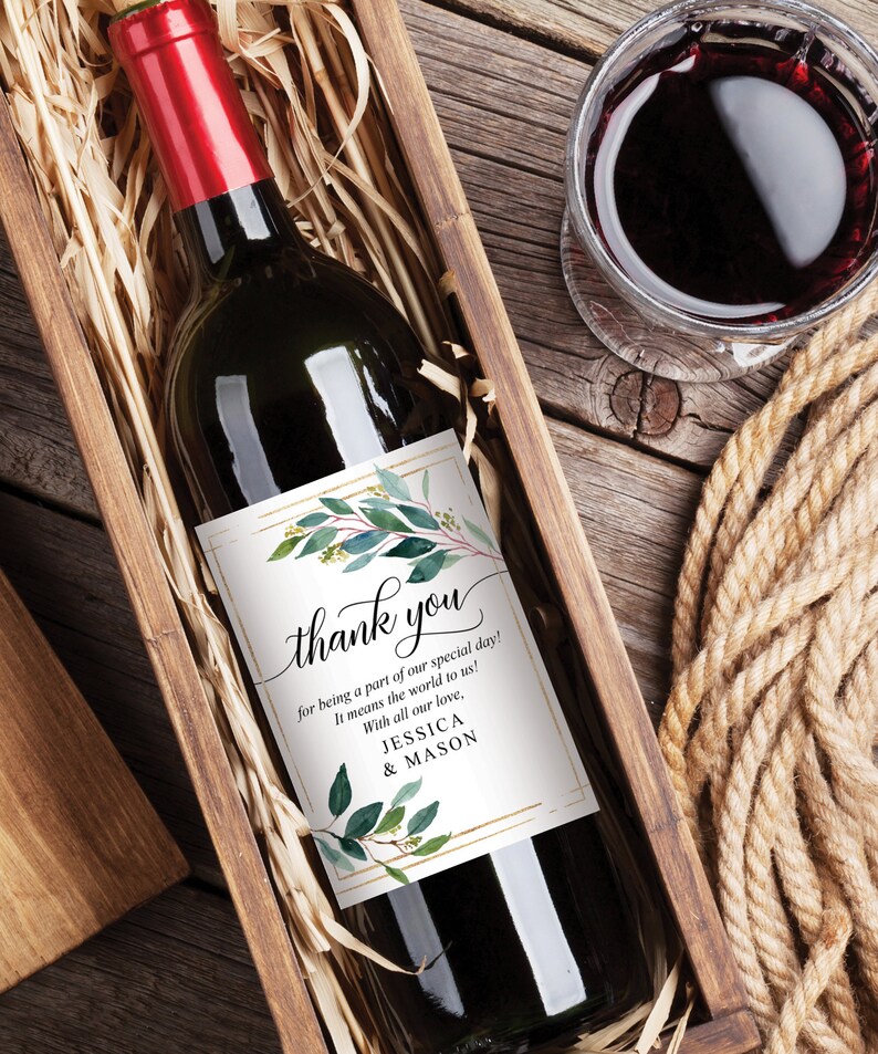 Wine Bottle Label Thank You Custom Wedding Wine Labels | Etsy