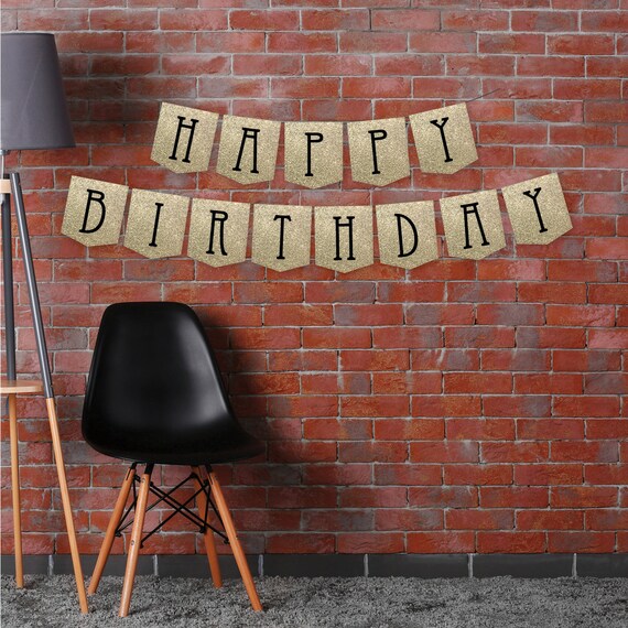 Items similar to Happy Birthday Banner - Glitter Birthday Banner - Faux
