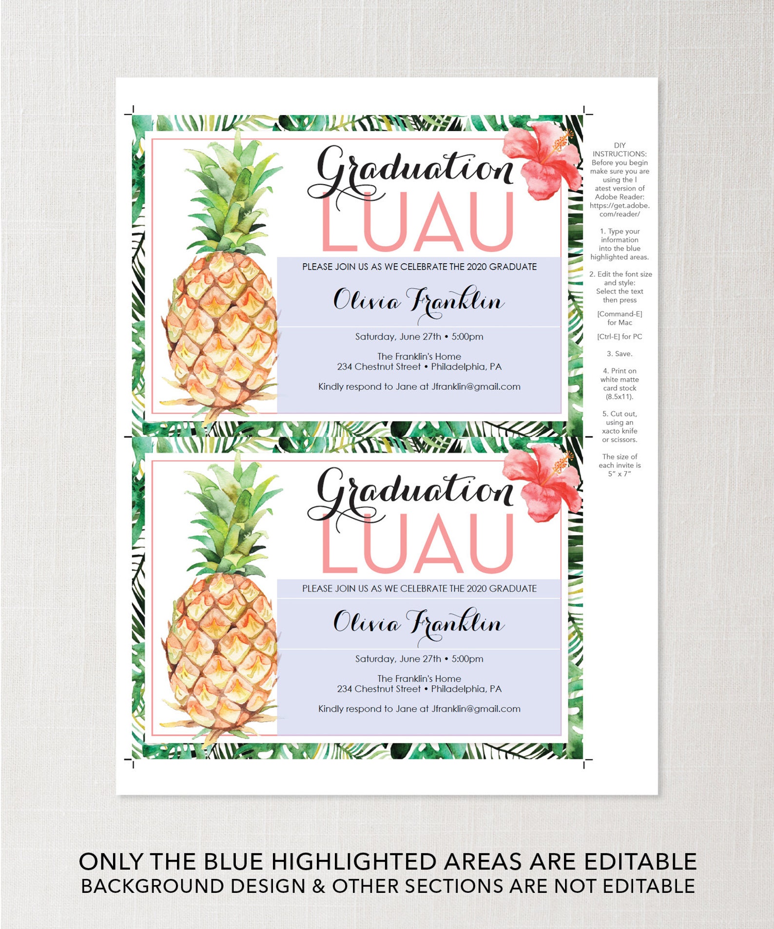 Luau Graduation Party Invite Graduation Invitation Etsy luau-graduation-party-invite-graduation-invitation-etsy