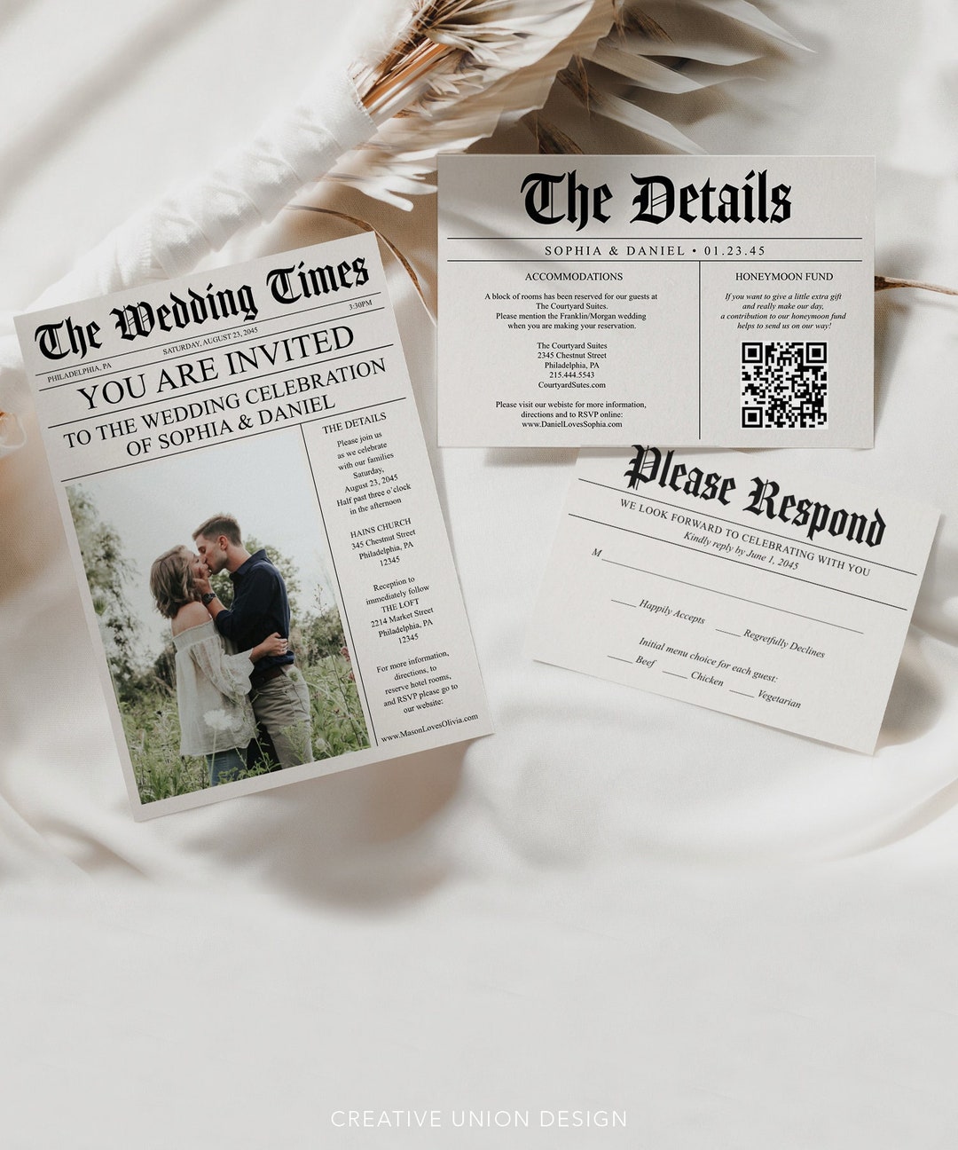 Newspaper Wedding Invitations Template, Fully Editable Unique Wedding  Invite, Wedding Invitation Set, Wedding Template Newspaper, RSVP Card 