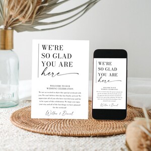 Minimal Aesthetic Wedding Itinerary Template, Printable Wedding Welcome Bag Letter, Weekend Schedule, Information for Guests, Order of Event image 6